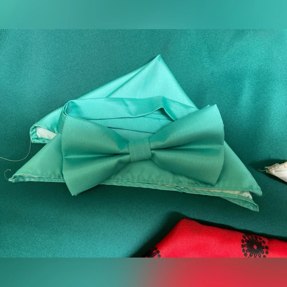 Stylish Red Bow Tie and Handkerchiefs Set of 3